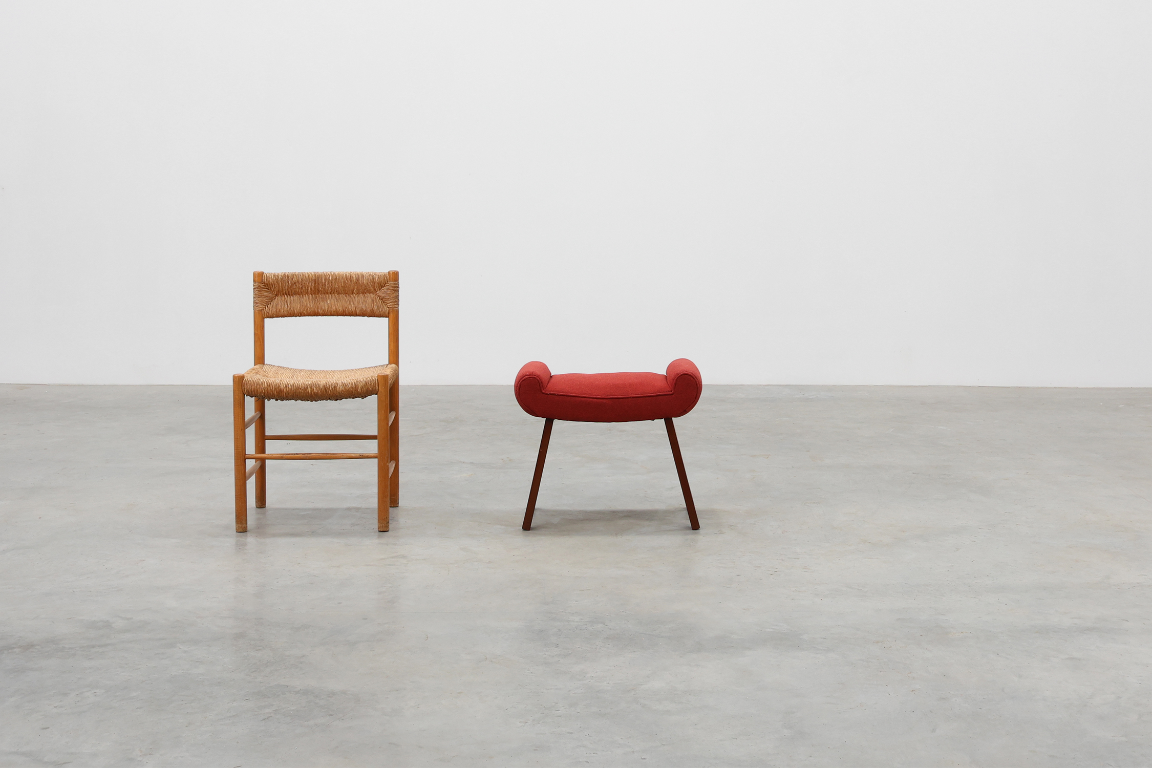 Art Deco Red Reupholstered Stool, Belgium ca. 1920 thumbnail